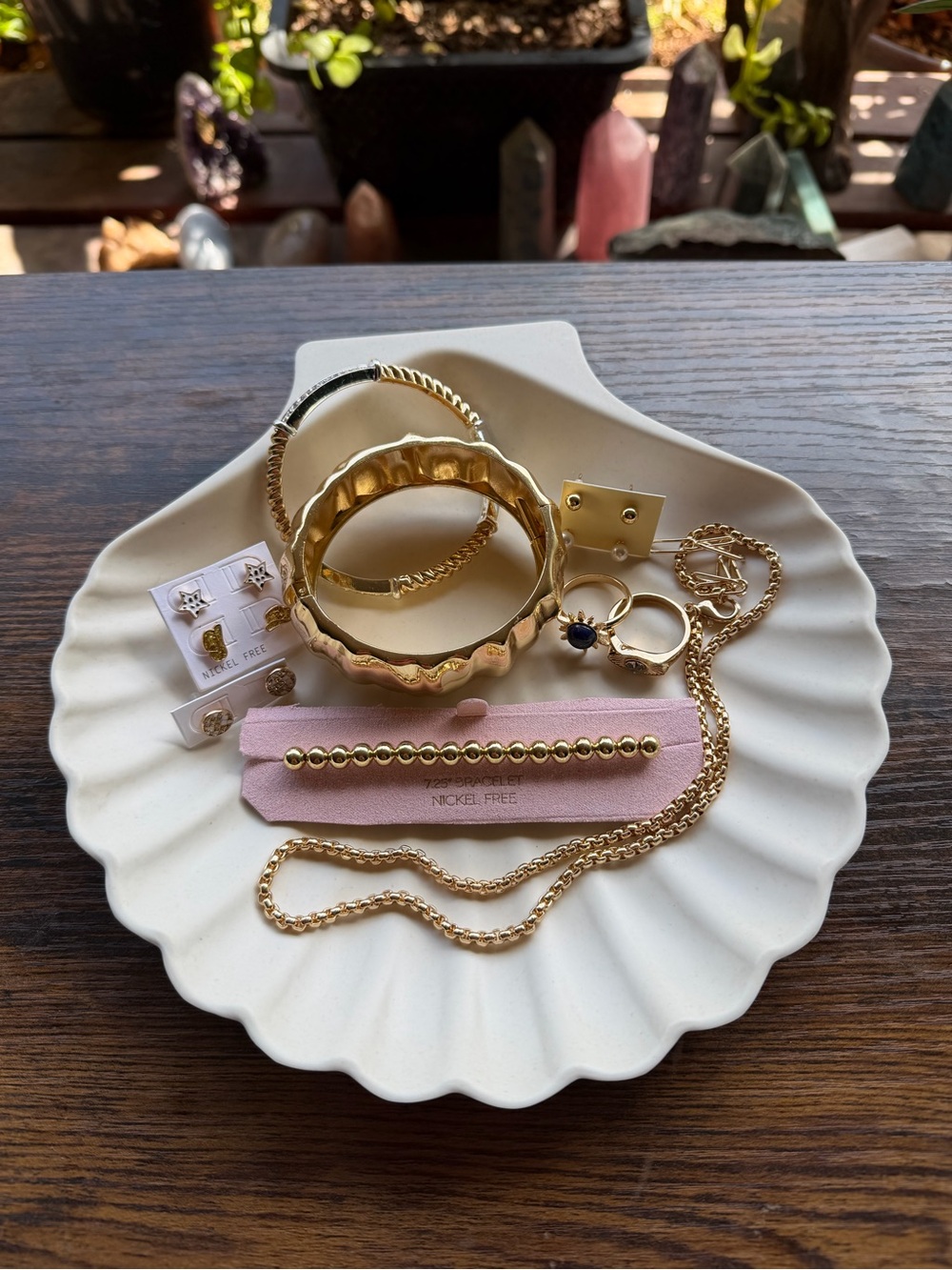 Gold Jewelry Bundle Trendy Bracelets Rings Earrings